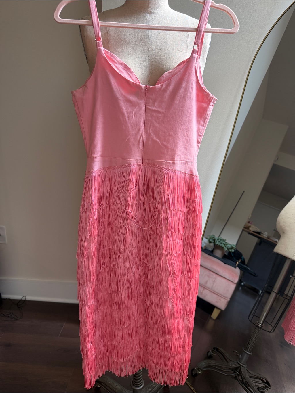 ‘Some Like It Hot’ Pink Fringe Midi Dress From Elle Rebel. Small. — image 3 of 4